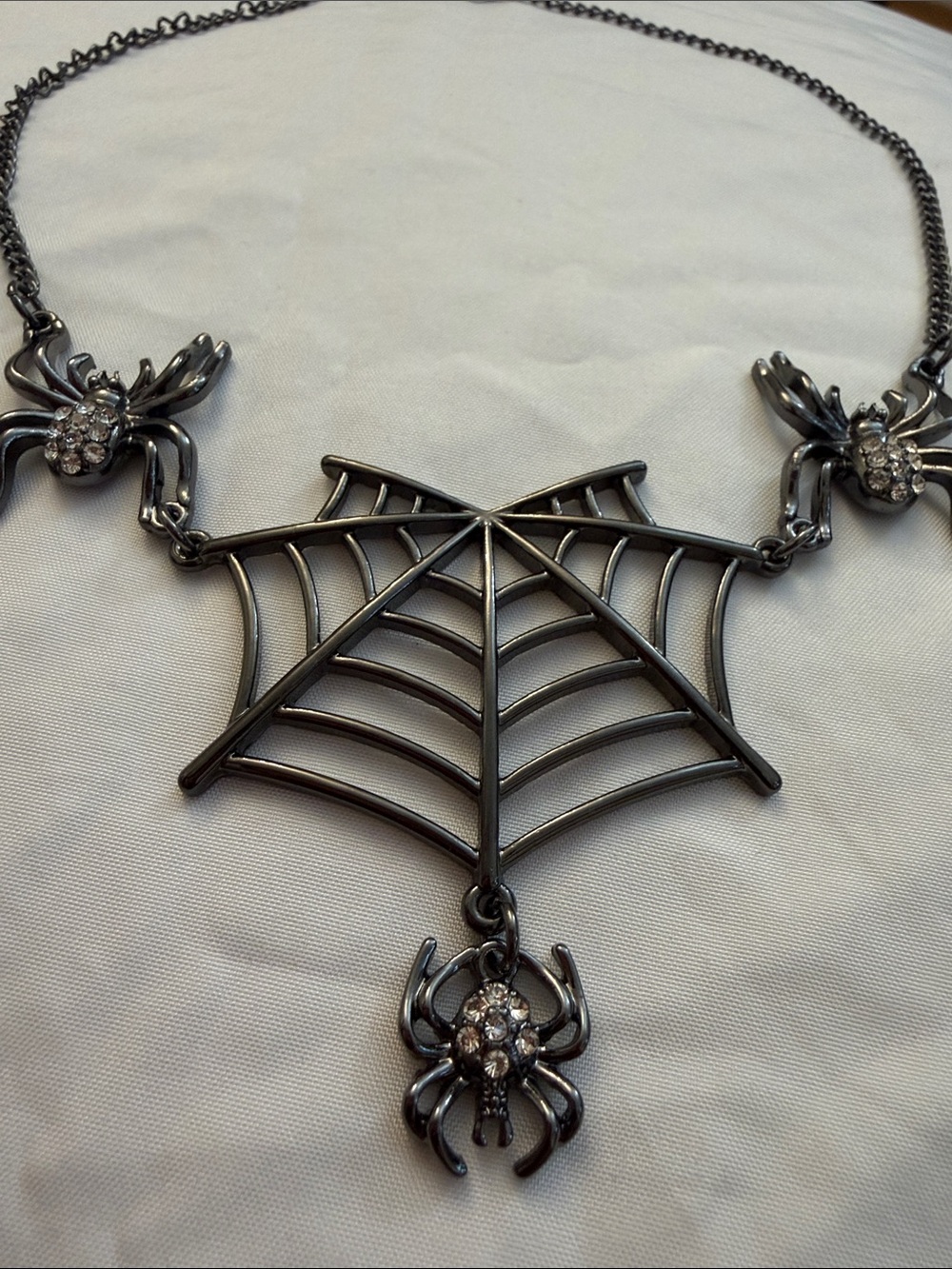 Black Spider Web Statement Necklace - Women Jewelry